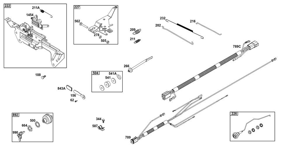Controls Group Diagram and Parts List for 613477-0284-J1 400000 - 699999 Briggs and Stratton Engine
